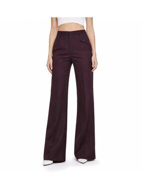 Miu Miu Women’s Wide Leg Pants Viscose High Rise Tailored Brown IT 48 US 12 L